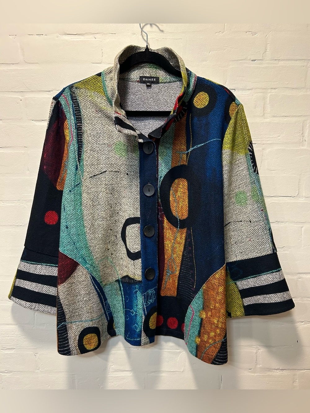 Damee Ciao Geometric Abstract Art Short Jacket Size XL
